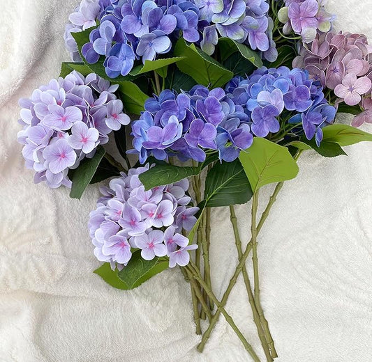 6pcs 23 inch Mix Purple Hydrangea Artificial Flowers，Real Touch Latex Hydrangea Flowers Realistic Table Centerpiece - Purple