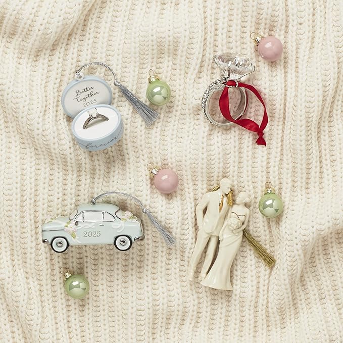 Lenox Ornament, 2025 Together Forever Porcelain Ring Box Ornament, Ring Box Design Christmas Tree Decoration with Silver Accents, Christmas Decor, Holiday Decor, Winter Decorations (Blue, 1 Piece)