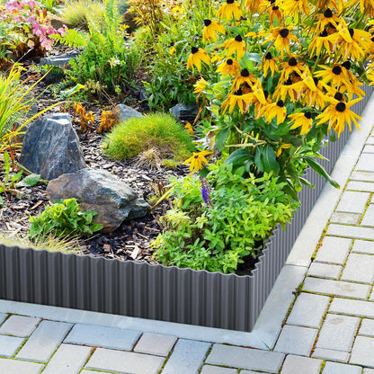 LAVEVE Corrugated Metal Garden Edging 12" x 20Ft, Landscape Edging Border for Lawn, Flower Bed, Garden Fence, Paver Edging (Dark Gray)