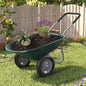ARNOT Enlarged Dual-Wheel Wheelbarrow, Easy Loading and Dumping Garden Cart, Heavy Duty Utility Dump Cart for Lawn, Yard, Farm, Gardening & Planting, Green