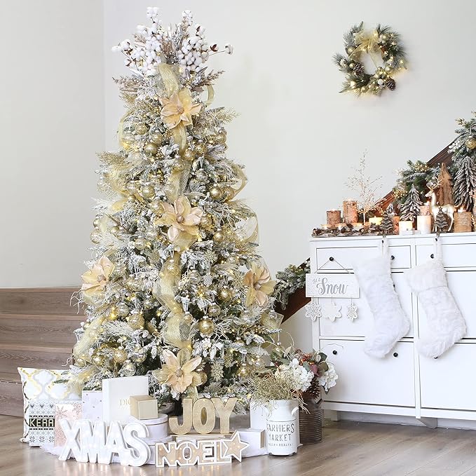 Sea Team Shatterproof Clear Plastic Christmas Ball Ornaments Decorative Xmas Balls Baubles Set with Stuffed Delicate Decorations (80mm/3.15 inch 20-Pack, Gold)