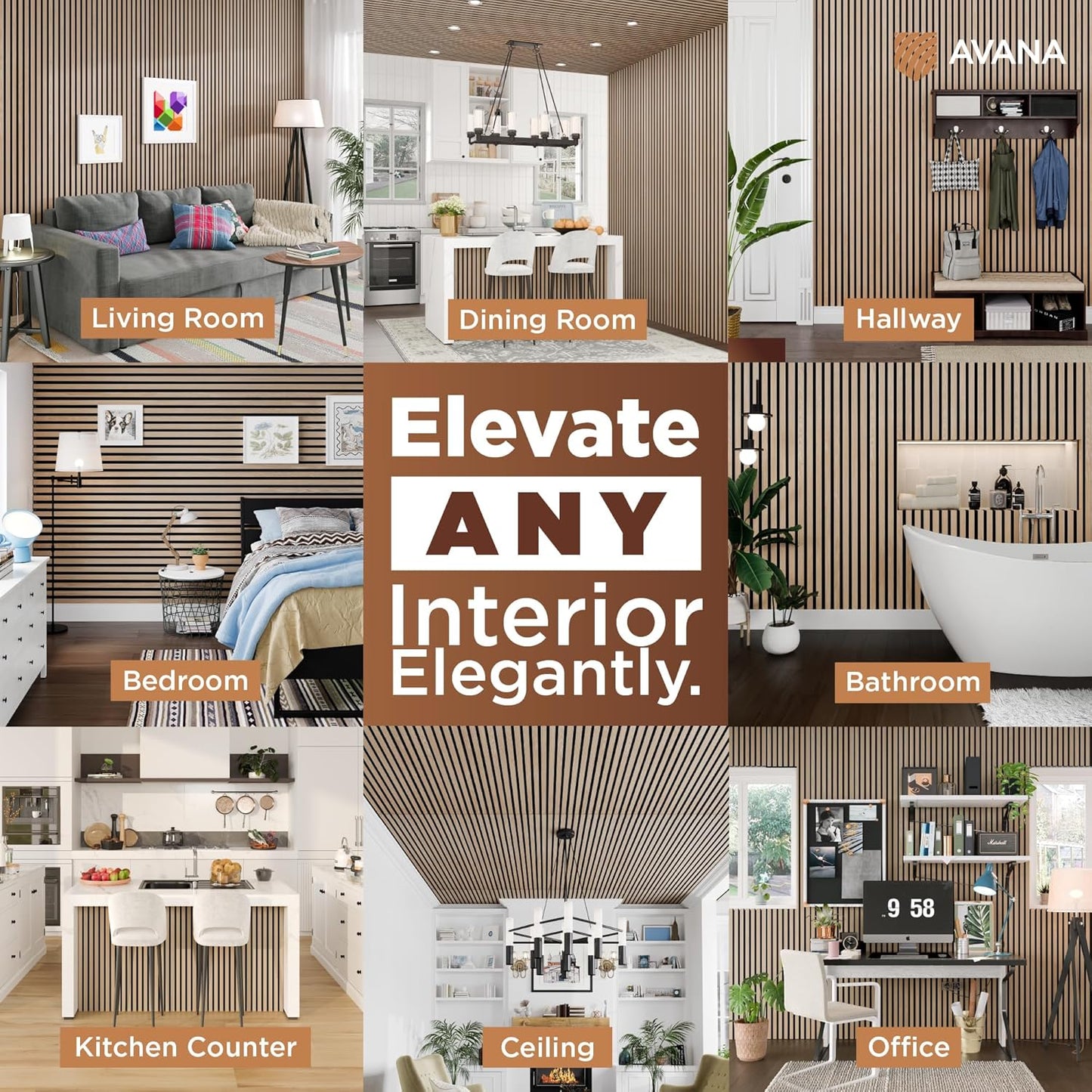 Avana Acoustic Wood Wall Panels – 94.4 X 12.6 Inch White Oak Acoustic Panels 2 PCs – Wall Panels For Interior Wall Decor For Homes, Offices, Studios – Sturdy And Durable Wood Panels For Wall