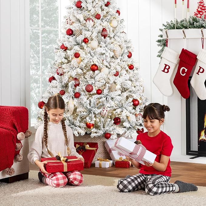 Best Choice Products Pre-Lit White Christmas Tree, 9ft Artificial Snow Flocked Full Fir Tree, Holiday Decoration w/ 900 Lights, 2,094 Branch Tips