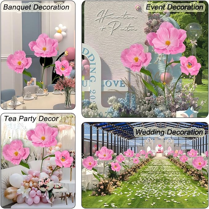 5.8 Ft Giant Artificial Flowers for Decoration,Large EVA Flower Decor,Wedding Arrangements, Birthday Party Banquet Background,Hotel,Office,Window Display(Pink)