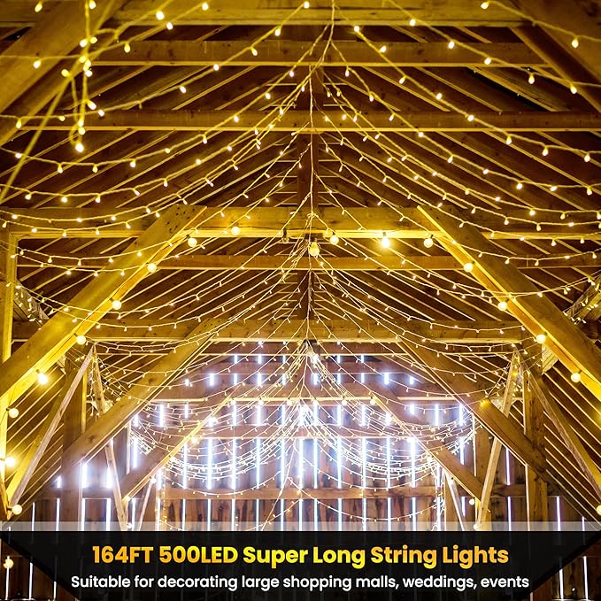 Color Changing Christmas Lights, 175ft 500 LED Warm White & Multicolor Christmas String Lights with Remote, 11 Modes Fairy Twinkle Lights Waterproof for Party, Garden, Home, Weddings, Xmas Tree Decor