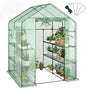 Greenhouses for Outdoors with 12 Wire Shelves, 4.7 x 4.7 x 6.4 ft Portable Greenhouse with Thicken PE Cover, Roll-up Zipper Door, Walk-in Green Houses for Seedling Flowers Growing