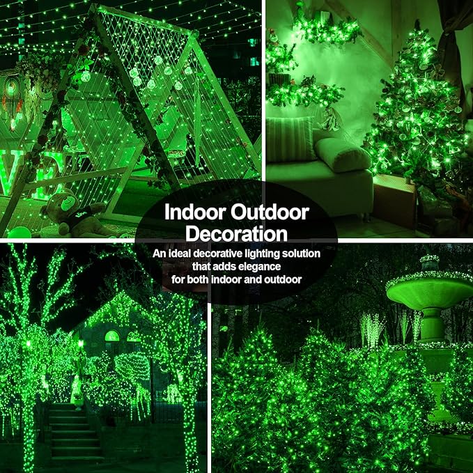 JXLEDAYY 403 FT 1000 LED Christmas Lights Outdoor Fairy Lights Plug in Clear Wire String Lights Waterproof 8 Modes Timer for Outside House Tree Garden Patio Yard Party Holiday Decorations-Green
