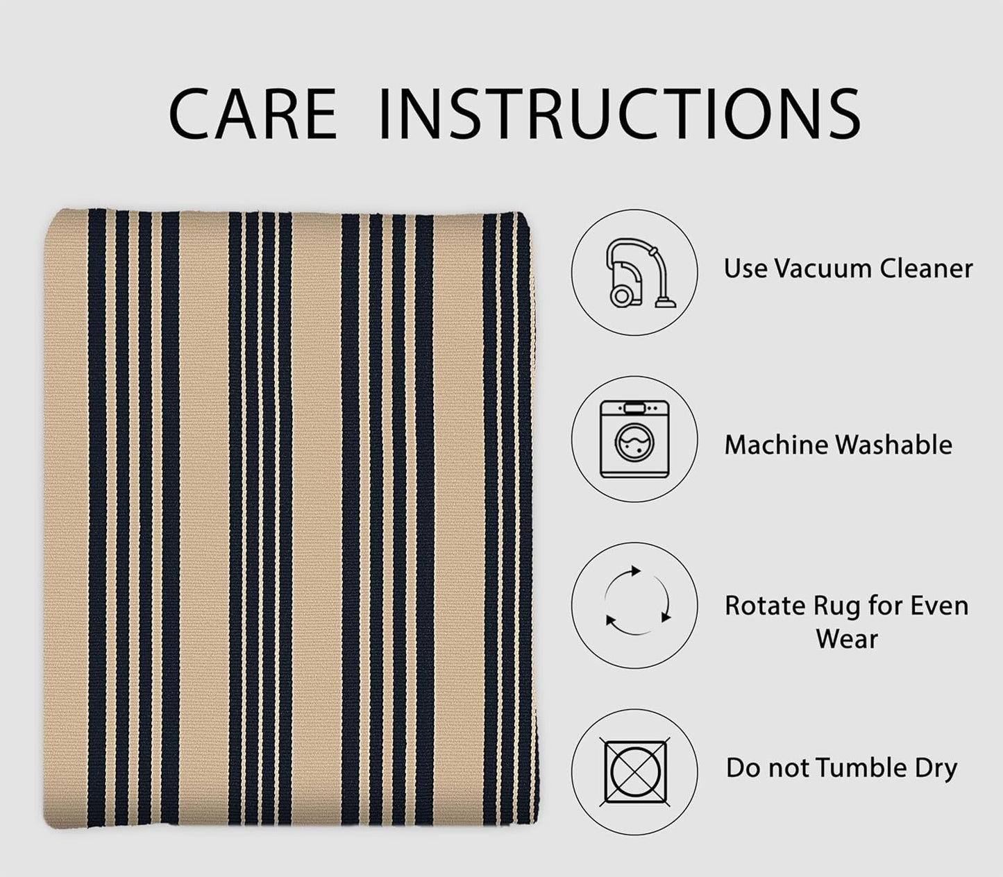 IOHOUZE Black and Tan Striped Rug 3'x5' Front Door Rugs Outdoor, Washable Area Rug for Front Porch, Spring Summer Welcome Mats Outdoor Indoor, Doormat for Entryway Porch Entrance