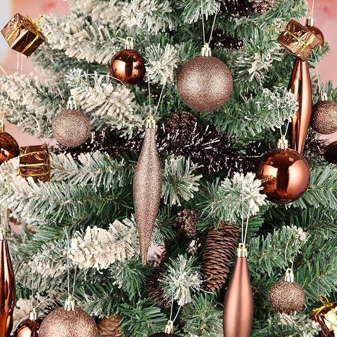 30ct Christmas Ball Ornaments, 3.15" Shatterproof Halloween Tree Decorations, Perfect Hanging Ball for Indoor/Outdoor Holiday Party Decor (Brown)