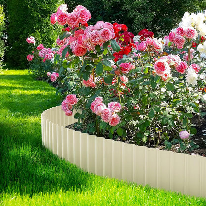 LAVEVE Corrugated Metal Garden Edging 8" x 20Ft, Landscape Edging Border for Lawn, Flower Bed, Garden Fence, Paver Edging (Cream)