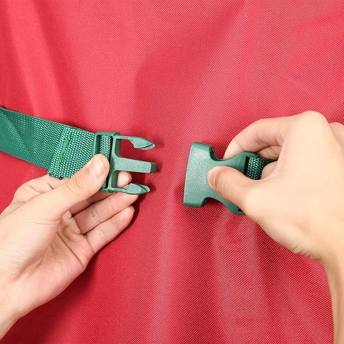 Sattiyrch Upright Christmas Tree Storage Bag,Fits Up to 7.5 ft Tall Artificial Tree,Heavy Duty 600D Canvas Red Christmas Tree Storage Container with Sleek Zipper and Durable Handles (7.5 FT)