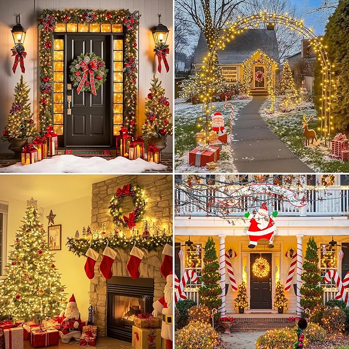 Christmas Lights 33FT 100 LED 8 Modes with Timer Connectable Decorative String Lights for Xmas Tree Patio Party Warm White