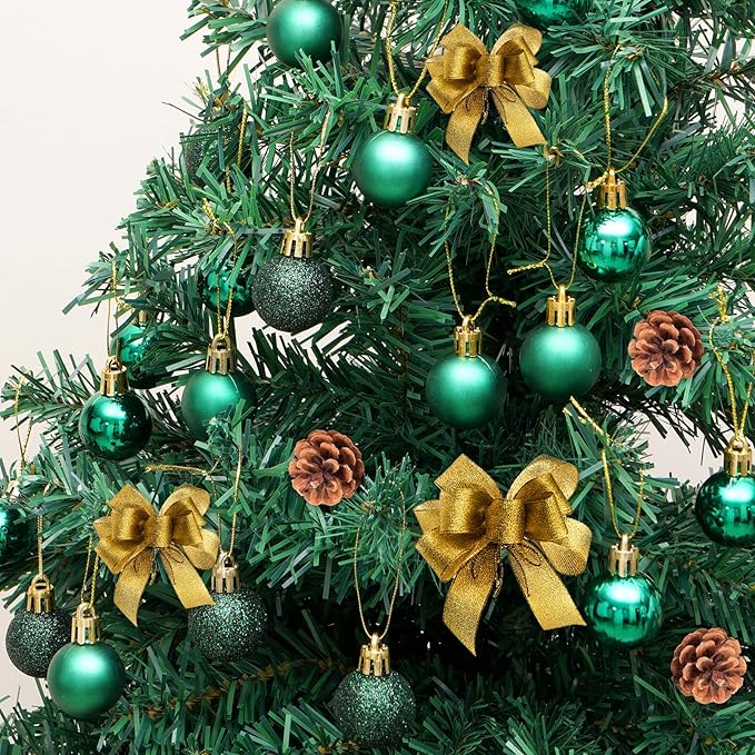 30ct Christmas Decorations Ball Ornaments, 1.18" Shatterproof Tree Decorations, Perfect Hanging Ball for Indoor/Outdoor St. Patrick's Day Holiday Party Decor (Deep Green)