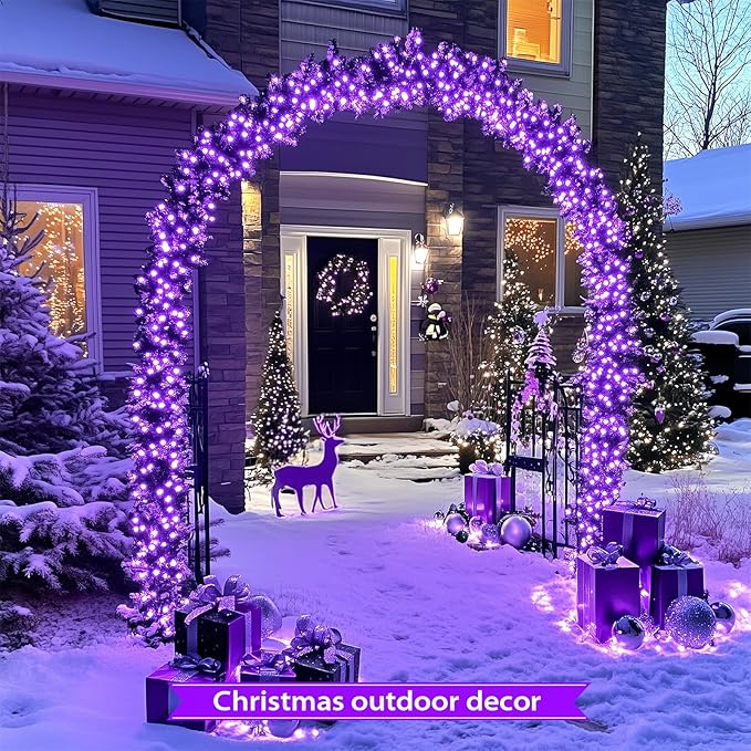 JMEXSUSS 250 LED Christmas String Lights, 91.5ft Purple Christmas Lights Outdoor Waterproof, 8 Lighting Modes Connectable Christmas Tree Light for Yard Patio Party Holiday Decorations
