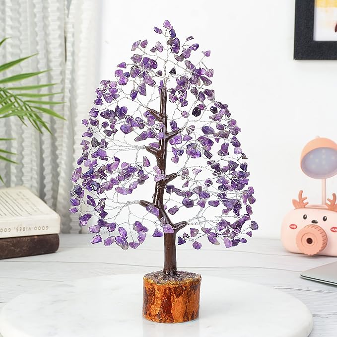Amethyst Crystal Tree of Life Handmade Gemstone Tree, Chakra Tree of Life, Healing Crystal Tree, Feng Shui Tree Decor, Crystal Decorations, Money Tree Bonsai, Artificial Tree, Spiritual Wisdom Gift