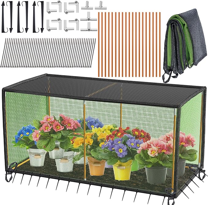 Seedling Net Plant Protector, 19 Fibreglass Poles Make Up The Garden Plant Awning, Bird Netting, Preventing The Hot Sun and Squirrels from Harming Plant Seedlings,47.2" X 23.6" X 23.6"