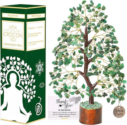 Green Aventurine Feng Shui Healing Crystals Tree of Life Gemstone Crystal Tree Bonsai for Spiritual Gifts Sage Green Home Decor for Women Birthday Gifts for Men House Warming Gifts