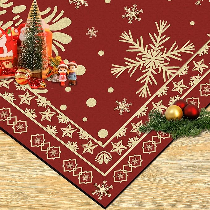 6' X 9' Christmas Rug Snowflake Area Rugs Washable Non-Slip for Bedroom Living Room Dining Room Classroom Nursery Merry Christmas Carpet for Kids Girls Women Floor Mat Pad