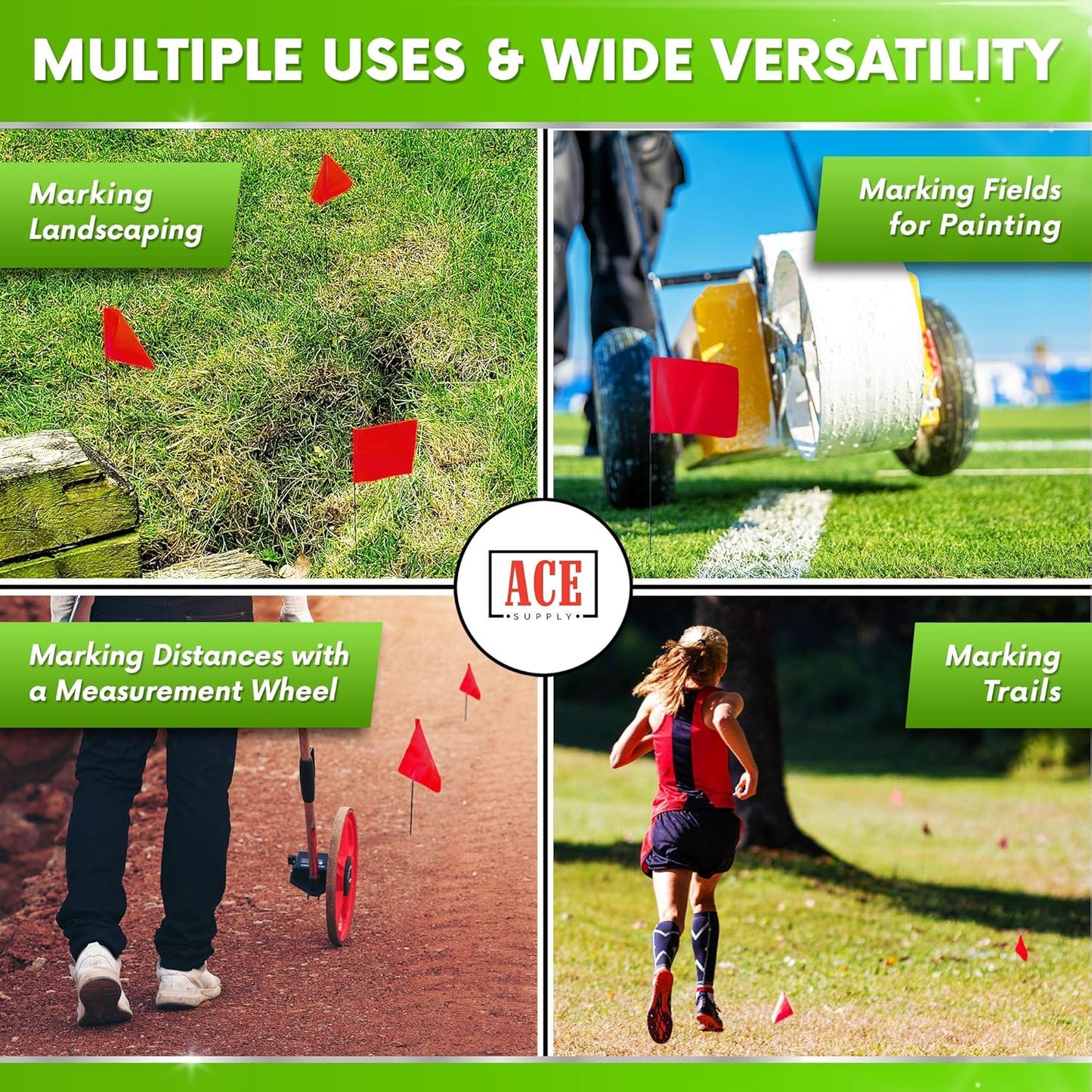 Red Marking Flags 100 Pack - 4x5x15 Inch Red Flags for Yard - Markers For Lawn, Irrigation, Landscaping, Survey & Sprinkler Head Marking