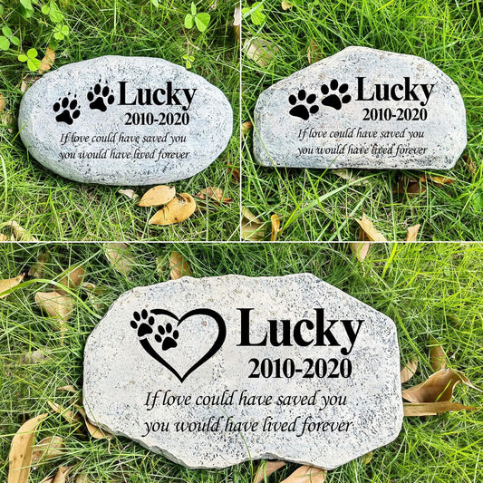 Zatanmulo Personalized Pet Memorial Stone, Garden Memorial Stone Personalized, Dog Headstone, Cat Tombstone, Memorial Plaque Outdoor, Garden Stepping Stone (Pawprint)