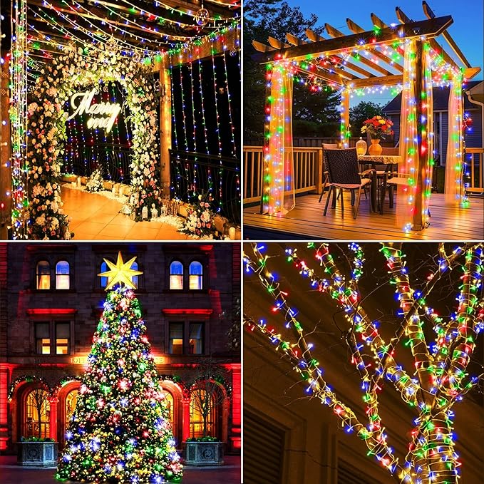 KNONEW 403ft 1000 LED Christmas String Lights Outdoor Color Changing 11 Modes Timer Fairy Light Plug in Waterproof Lights for Xmas Tree Yard Wedding Decorations (Cool White to Multicolor)