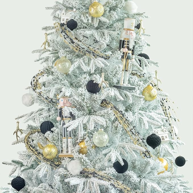 KI Store Black Velvet Christmas Balls 25pcs Flocked Christmas Tree Ornaments for Xmas Holiday Hanging Decor