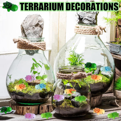 50 PCS Mini Turtle Miniature Sea Turtle Tiny Plastic Turtle Figurines for Garden Miniature Moss Landscape Decoration (Multi Colors)