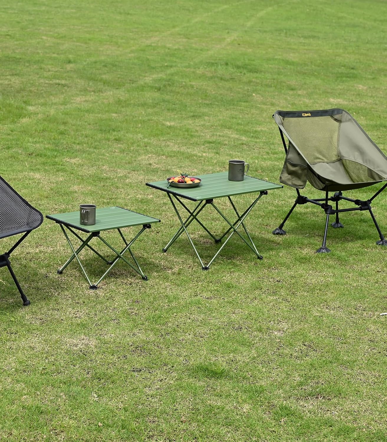 iClimb Ultralight Compact Camping Folding Table with Carry Bag (Green - S)