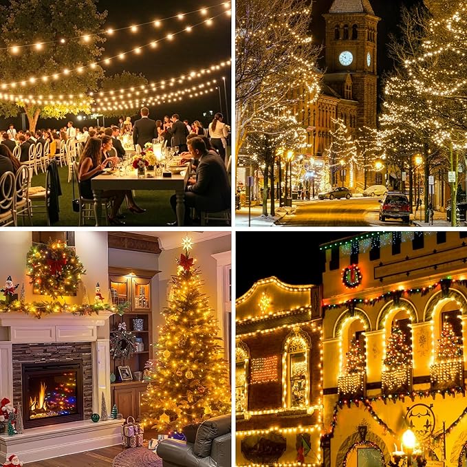 Mlambert 1200 LED Christmas Lights 394FT, Outdoor Waterproof Dimmable Fairy Lights with Remote, 8 Modes Indoor Lighting for Holiday Décor, Warm White