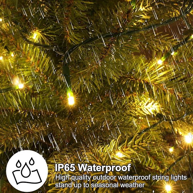 Battery Operated Christmas Lights 33FT 100 LED 8 Modes and Auto Timer for Indoor Outdoor Christmas Tree Wreath Home Party Warm White
