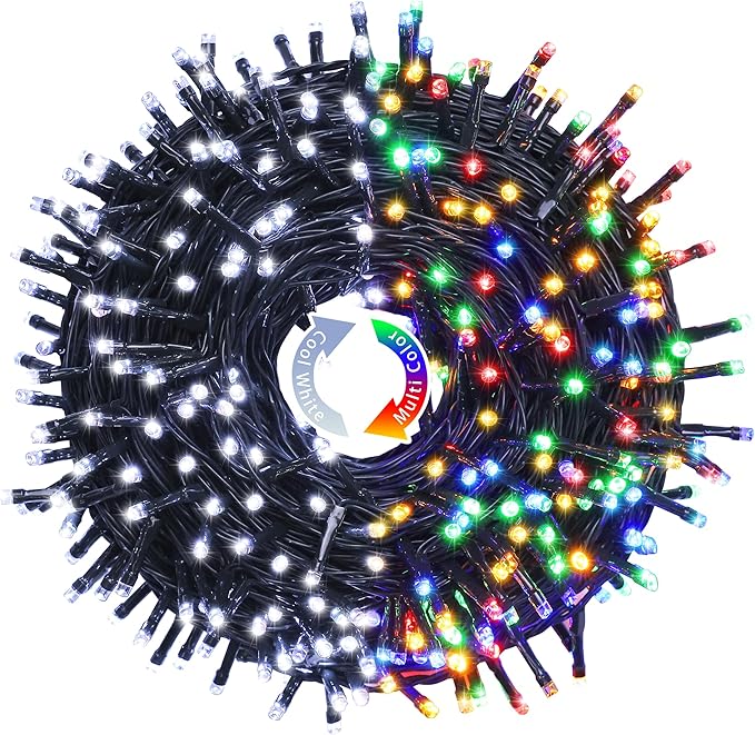 JMEXSUSS 250 LED White and Multicolor Christmas String Lights Indoor Outdoor Waterproof for Garden Patio Party Halloween Christmas Decorations