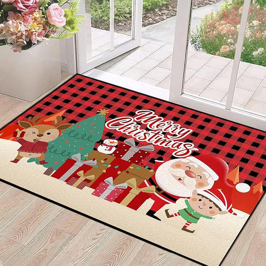 2' X 3' Merry Christmas Rug,Christmas Trees Decorative Indoor Bedroom Xmas Winter Welcome Door Mat Anti-Slip Rubber Area Rug for Seasonal Holiday Decoration,23.6" X 35.4"