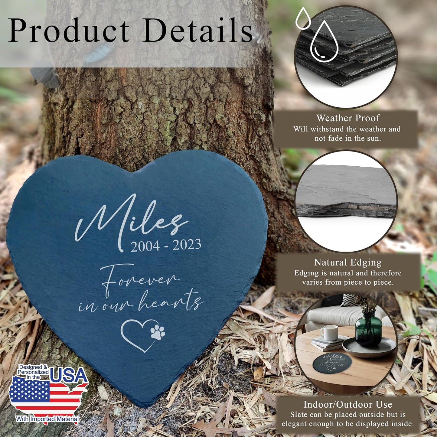 Dog Memorial Gifts for Loss of Dog, Cemetery Decorations for Grave, Pet Loss Sympathy Gift, Personalized Remembrance Garden Stone, Cat Lovers Heaven Grave Markers Bereavement Headstone (A02H)