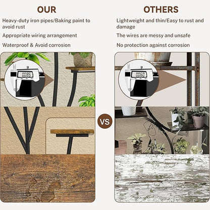 64" Tall 8 Tiered Plant Stand Indoor with Grow lights Large Tree Shape Decorative Rack Plant Pot Holder Gardening for Living Room Corner Black