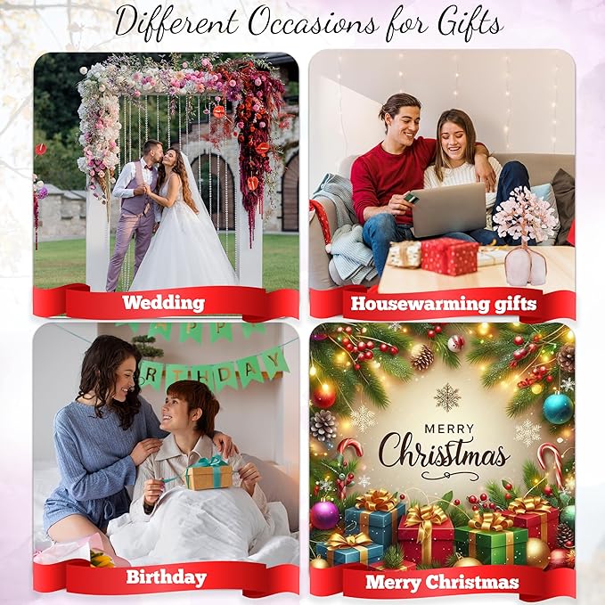 Crocon Rose Quartz Crystal Tree with Rose Quartz Stone Base Tree of Life Decor for Bedroom, Birthday Gifts for Women, Sister Gift, Birthday Gifts for Mom, Cute Home Decor Pink Housewarming Present