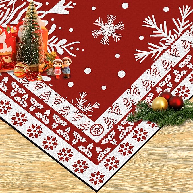 4' X 6' Christmas Rug Snowflake Area Rugs for Bedroom Living Room Laundry Nursery Dorm Entryway Aesthetic Xmas Carpet for Girls Kids Women Door Mat Pad,Red and White