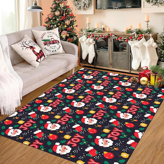 5' X 7' Christmas Area Rugs for Living Room Bedroom Dining Room Nursery Classroom Kids Girls Xmas Throw Rug Stocking Santa Claus Carpet Indoor Holiday Floor Mat Decor