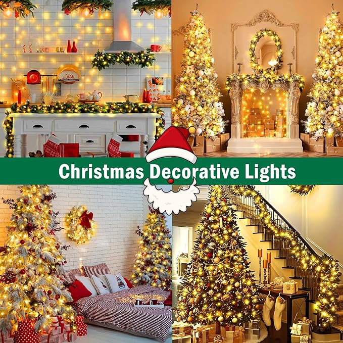 SAUIRS 403FT 1000 LED Christmas Lights Outdoor String Lights with 8 Modes Timer Waterproof Fairy Light Plug in for Outside Indoor Party Xmas Palm Tree Yard Wedding Decorations(Warm White)