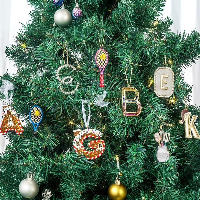2025 Christmas Initial Ornaments, Letter Z Ornaments for Tree,Hanging Xmas Ornament for Mother Best Friends Sister Wife