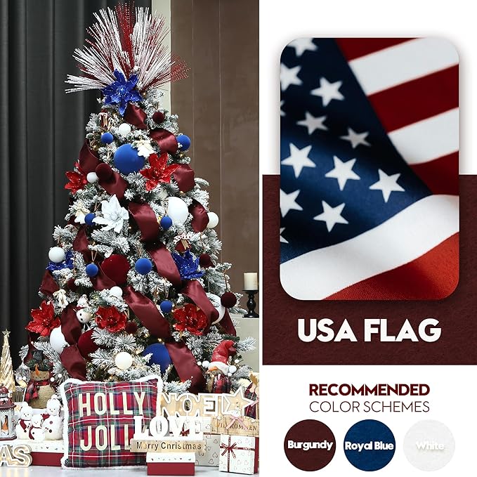 Sea Team 4-Pack Large Flocked Velvet Christmas Tree Ball Ornaments Set, Hanging Velour Baubles, Shatterproof Plastic Decorations for Xmas Tree, Wreath, Garland, 150mm/5.91 Inches, White