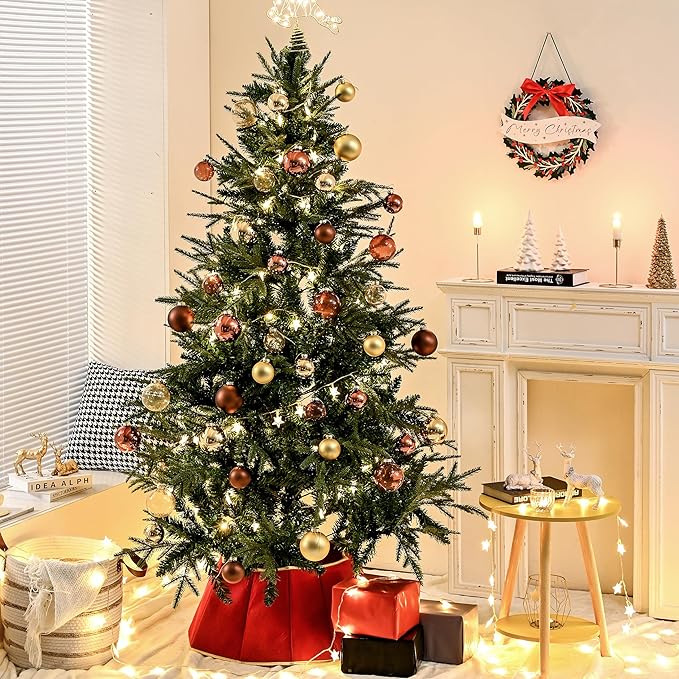 Gold Glass Christmas Ball Ornaments for Christmas Tree, 2.36” Christmas Hanging Ornaments Set of 12 Xmas Baubles for Holiday Party Xmas Tree Decorations Gifts