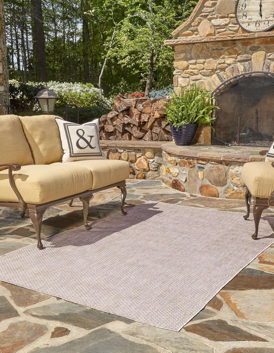 Unique Loom Outdoor Solid Collection Area Rug (3' 3" x 5' 3" Rectangle Beige/Ivory)