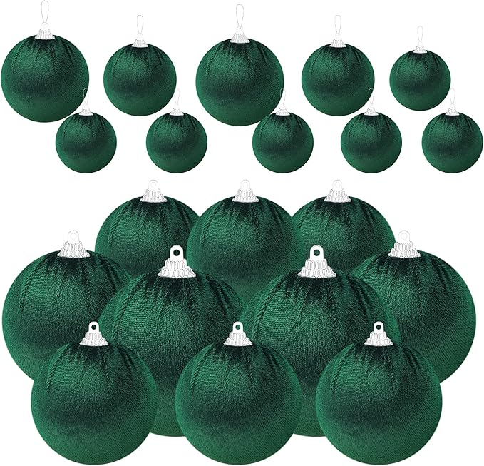 Gresorth St. Partrick Day Hanging Bauble Decoration Dark Green Velvet Fabric Wrapped Ball Handmade Ornament Supermarket Store Pub 10pcs