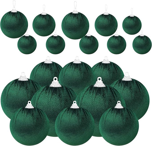 Gresorth St. Partrick Day Hanging Bauble Decoration Dark Green Velvet Fabric Wrapped Ball Handmade Ornament Supermarket Store Pub 10pcs