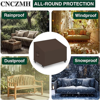 Heavy Duty Patio Sofa Covers Waterproof, Outdoor 3-Seater Couch Cover Waterproof, 600D Outdoor 2-Seater Loveseat Furniture Covers with Air Vent Handle 48''W x 28''D x 24''H/ 35''H Brown