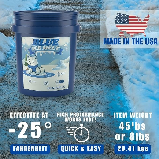 Blue Arctic Fox CMA Ice Melt 45 lb Pet Safe De-Icer Works in Extreme Winter Conditions Safe for Driveways, Sidewalks & Steps