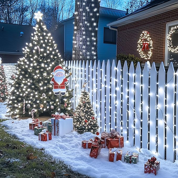 JMEXSUSS 250 LED White Christmas Lights Outdoor, 91.5ft Extendable White String Lights Indoor, Christmas Tree Lights with 8 Modes for Room Garden Patio Wedding Party Christmas Decorations