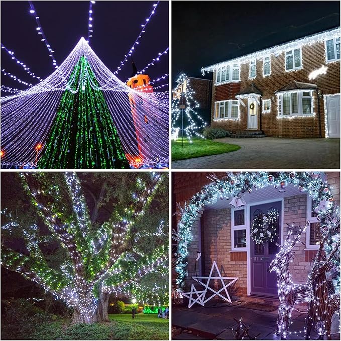 weillsnow 328 FT 1000 LED Christmas String Lights with Remote & Timer, 8 Lighting Modes Twinkle Lights, Waterproof Fairy Lights for Outdoor Bedroom Backyard Tree Wall Christmas Decoration (White)