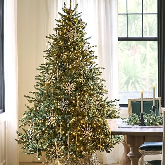 Balsam Hill 7.5 ft Pre-Lit Classic Blue Spruce - Artificial Christmas Tree with 540 Twinkly Lights, Easy Plug Technology, Premium Stand for Indoor Holiday Decorating