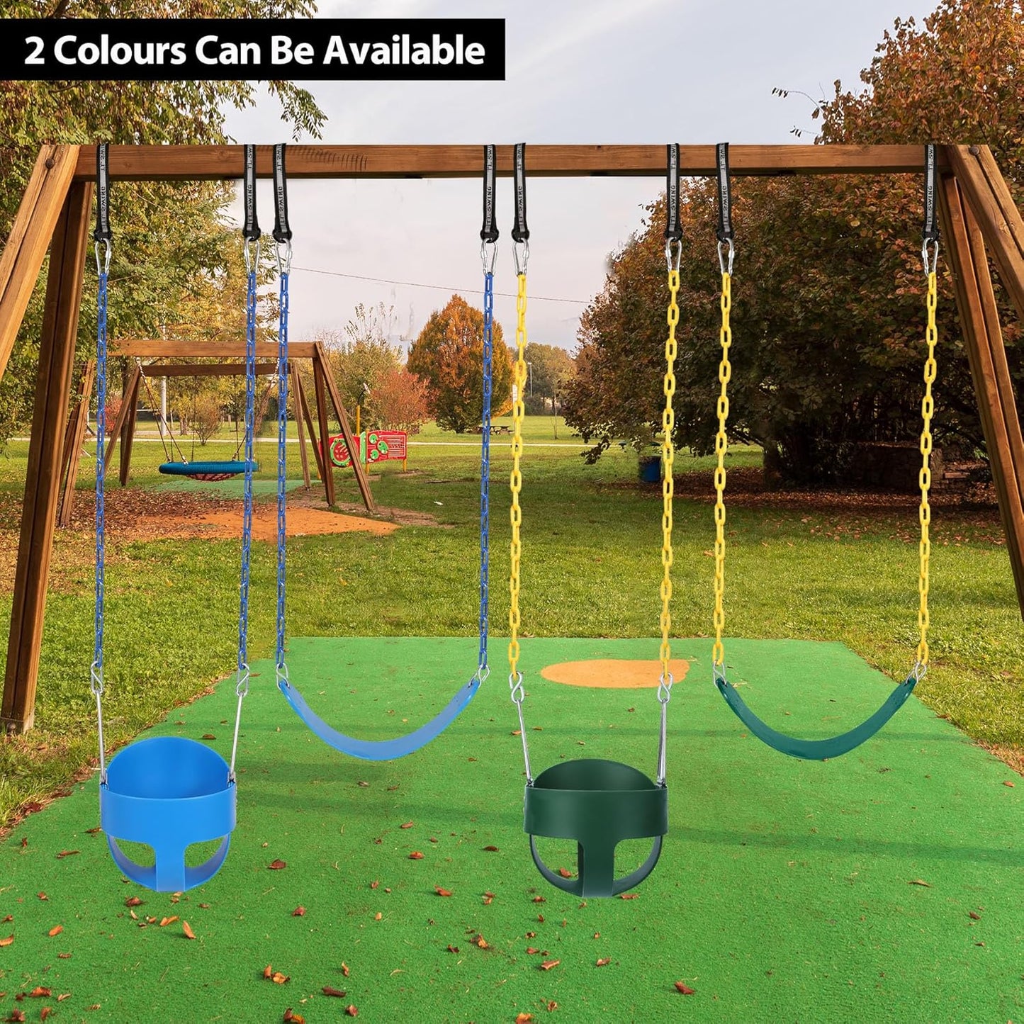 RedSwing High Back Full Bucket Swing with Heavy Duty Swing Seat Combo Pack (Triangle and Chain Dip), Tree Straps Included,Blue